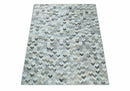 Ivory and Gray Hair-On Cowhide Leather Rug Hand Stitched Chevron Tile Geometric Pattern by The Rug Decor