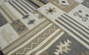 Handwoven Wool Area Rug Tribal Geometric Patterns Brown Gray