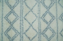 Modern Ivory and Blue Moroccan Hand Made Wool Area Rug