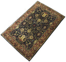 Brown and Black Hand Knotted Wool Area Rug - Traditional Style