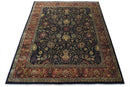 Brown and Black Hand Knotted Wool Area Rug - Traditional Style
