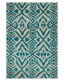 Ivory Blue Recycled Silk Area Rug 4x6 9x12 - Hand Knotted