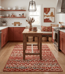 Rust and White Southwestern Tribal Trellis Hand Knotted Recycled Silk Modern Area Rug