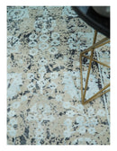 4x6 Fine Hand Knotted Aqua, Beige and Black Traditional Vintage Persian Style Antique Wool and Bamboo Silk Rug | AGR10