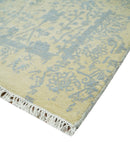 Gold and Silver Persian Hand Knotted Traditional Wool and Bamboo Silk Area Rug 4x6