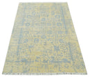 Gold and Silver Persian Hand Knotted Traditional Wool and Bamboo Silk Area Rug 4x6