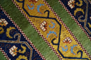 Green Gold Blue Striped Wool Area Rug 4x6 - Hand Knotted