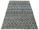 Ivory Blue Recycled Silk Area Rug 4x6 - Southwestern Trellis