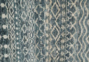 Ivory Blue Recycled Silk Area Rug 4x6 - Southwestern Trellis