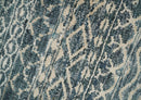 Ivory Blue Recycled Silk Area Rug 4x6 - Southwestern Trellis