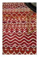 4x6 Hand Knotted Rust and Ivory Modern Contemporary Southwestern Tribal Trellis Recycled Silk Area Rug | OP60