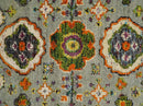 Recycled Silk Hand Knotted Area Rug 4x6 Silver Yellow Orange