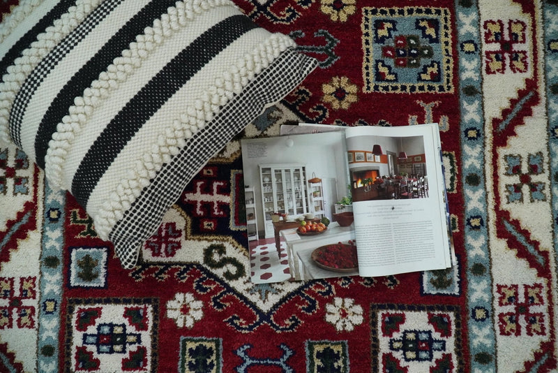 4x6 Hand Knotted traditional Kazak Rust and Ivory Traditional Tribal Armenian Rug | KZA10