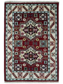 4x6 Hand Knotted traditional Kazak Rust and Ivory Traditional Tribal Armenian Rug | KZA10