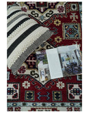 4x6 Hand Knotted traditional Kazak Rust and Ivory Traditional Tribal Armenian Rug | KZA10