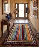 Wool Multi-Color Striped Handwoven Gabbeh Rug 4x6 Southwestern