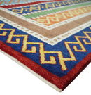 Wool Multi-Color Striped Handwoven Gabbeh Rug 4x6 Southwestern
