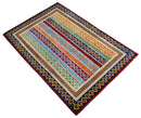 Wool Multi-Color Striped Handwoven Gabbeh Rug 4x6 Southwestern
