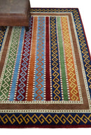 Wool Multi-Color Striped Handwoven Gabbeh Rug 4x6 Southwestern