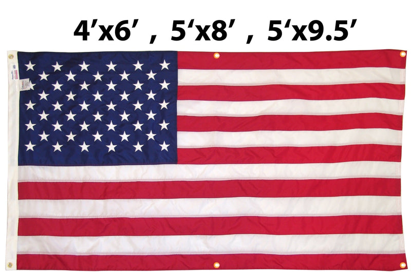 Nylon American Flag with Grommets Along Edges for Wall Hanging - Indoor or Outdoor *Made in USA*