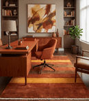 Rust and Gold Striped Hand-Woven Wool Southwestern Gabbeh Area Rug 4x6