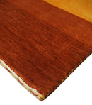 Rust and Gold Striped Hand-Woven Wool Southwestern Gabbeh Area Rug 4x6