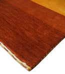 4x6 Small Rust and Gold Striped Wool Hand Woven Southwestern Gabbeh Rug| LOR20