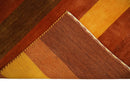 Rust and Gold Striped Hand-Woven Wool Southwestern Gabbeh Area Rug 4x6