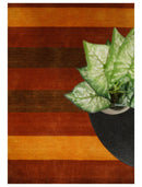 Rust and Gold Striped Hand-Woven Wool Southwestern Gabbeh Area Rug 4x6