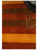 Rust and Gold Striped Hand-Woven Wool Southwestern Gabbeh Area Rug 4x6