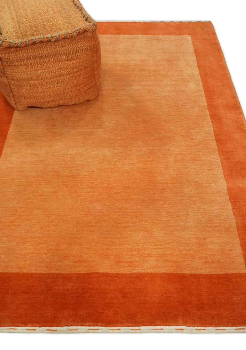 4x6 Small Rust and Peach Farmhouse Wool Hand Woven Southwestern Gabbeh Rug| LOR9