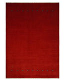 4x6 Small Solid Red Wool Hand Woven Southwestern Gabbeh Rug | LOR23