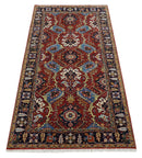 4x8 and Runner Hand Knotted Brown and Black Traditional Heriz Serapi Wool Area Rug