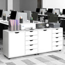 5-Drawer Dresser Chest Mobile Storage Cabinet with Door-White