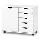 5-Drawer Dresser Chest Mobile Storage Cabinet with Door-White by LJGDeals