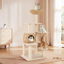 5-Layer Climbing Cat Tree with Sisal Scratching Posts and Washable Cushions-Beige by LJGDeals