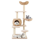 5-Layer Climbing Cat Tree with Sisal Scratching Posts and Washable Cushions-Beige by LJGDeals