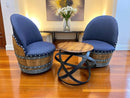 Whiskey & Wine Barrel Hoop Table Set — 2 Chairs, Black Edition