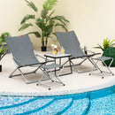 5-Piece Patio Sling Chair Set Folding Lounge Chairs with Footrests and Coffee Table-Gray by LJGDeals