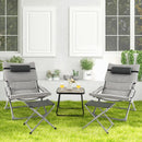 5-Piece Patio Sling Chair Set Folding Lounge Chairs with Footrests and Coffee Table-Gray by LJGDeals