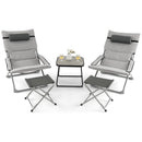5-Piece Patio Sling Chair Set Folding Lounge Chairs with Footrests and Coffee Table-Gray by LJGDeals