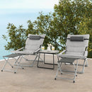 5-Piece Patio Sling Chair Set Folding Lounge Chairs with Footrests and Coffee Table-Gray by LJGDeals
