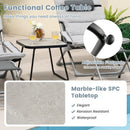 5-Piece Patio Sling Chair Set Folding Lounge Chairs with Footrests and Coffee Table-Gray by LJGDeals