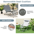 5-Piece Patio Sling Chair Set Folding Lounge Chairs with Footrests and Coffee Table-Gray by LJGDeals