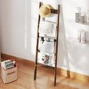 5-Tier Bamboo Ladder Bookshelf with 4 Removable Hooks-Brown by LJGDeals