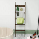 5-Tier Bamboo Ladder Bookshelf with 4 Removable Hooks-Brown by LJGDeals