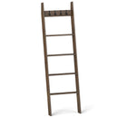 5-Tier Bamboo Ladder Bookshelf with 4 Removable Hooks-Brown by DirectDeals