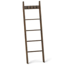 5-Tier Bamboo Ladder Bookshelf with 4 Removable Hooks-Brown by LJGDeals