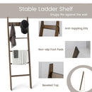 5-Tier Bamboo Ladder Bookshelf with 4 Removable Hooks-Brown by LJGDeals