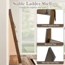 5-Tier Bamboo Ladder Bookshelf with 4 Removable Hooks-Brown by LJGDeals